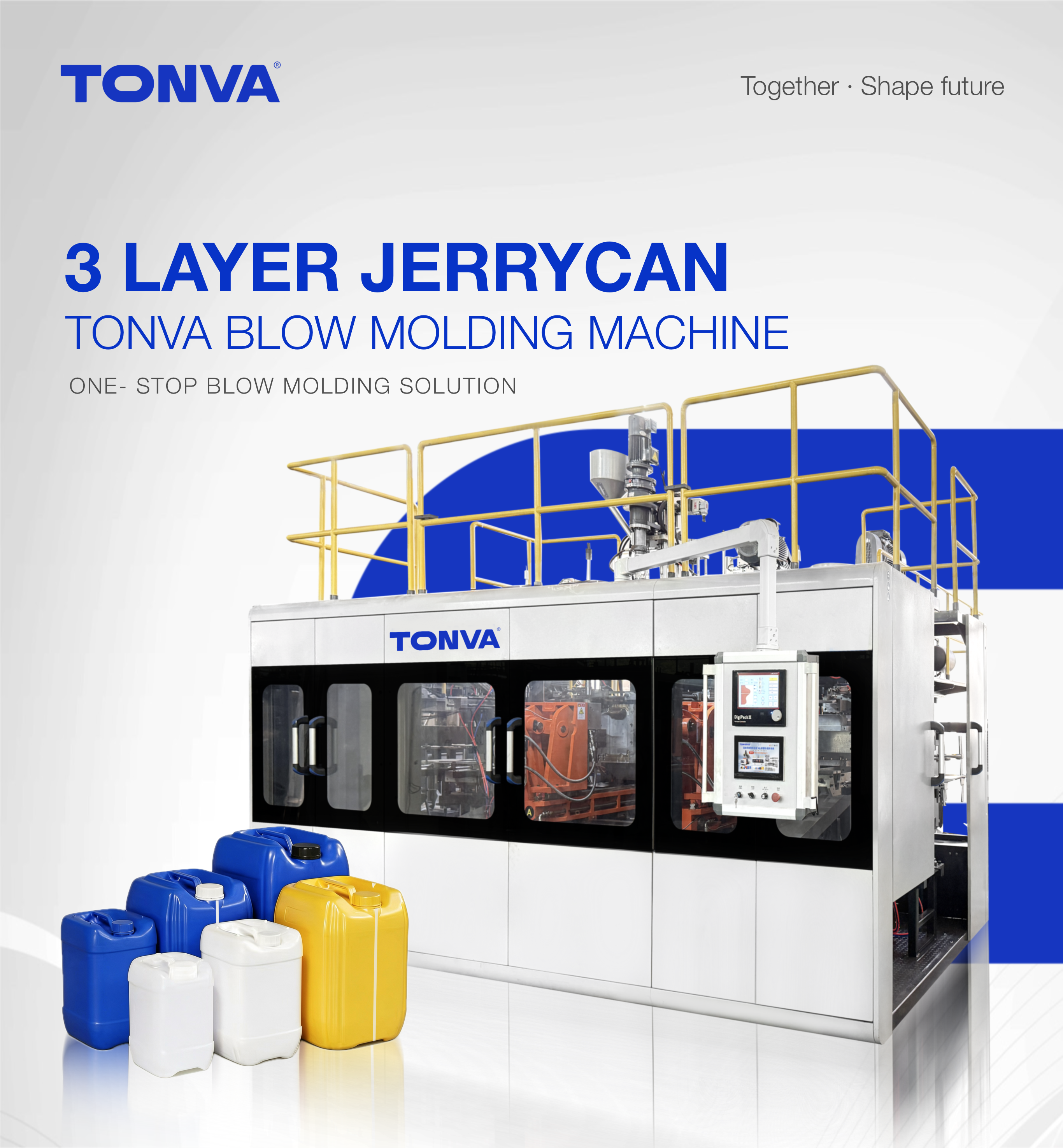 25L three-layer plastic jerrycans hybrid blow molding machine with view strip system 
