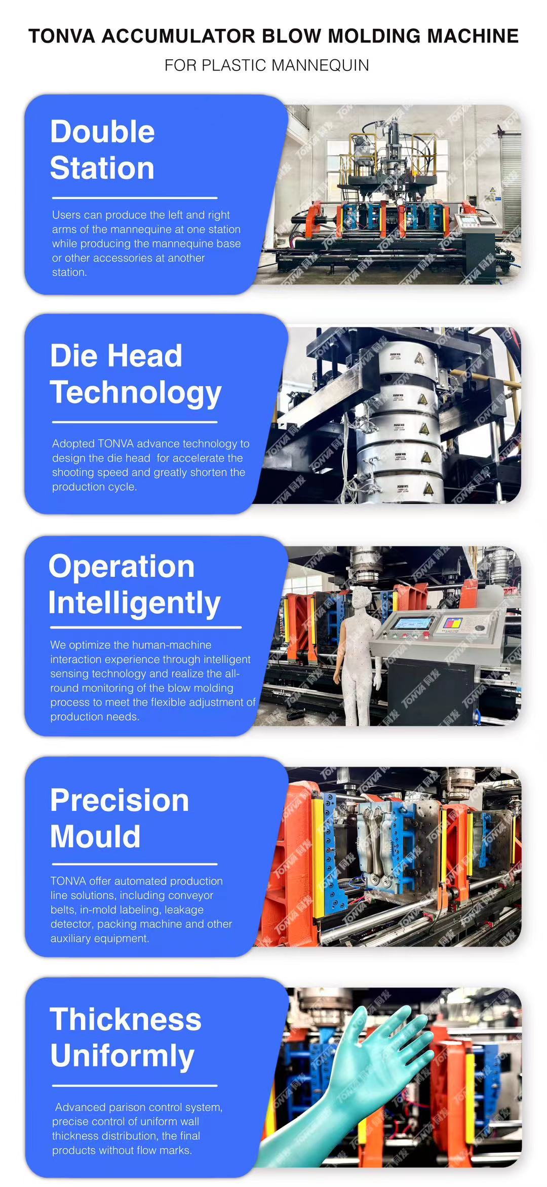 plastic body mannequin double station accumulator blow molding machine